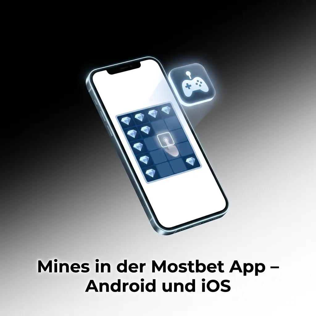 Mostbet App auf Smartphone zeigt Mines-Spiel für Android und iOS mit Bonusangeboten und Einzahlungsfunktionen