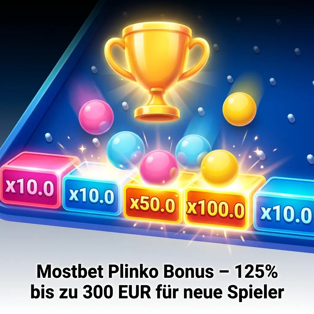 Mostbet Plinko Willkommensbonus 125% bis zu 300 EUR mit 250 Freispielen für neue Spieler