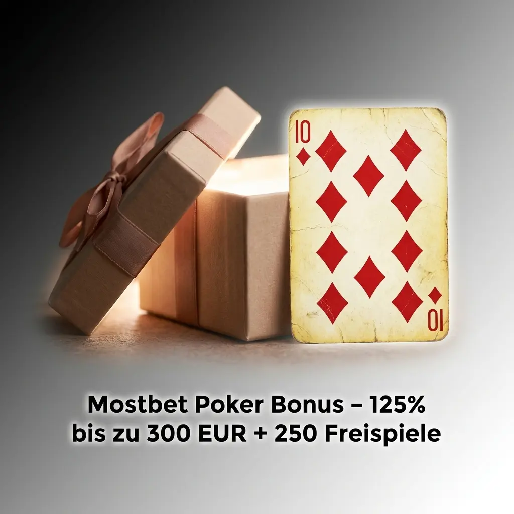 Mostbet Poker Bonus: 125% bis zu 300 EUR und 250 Freispiele für neue Spieler bei erster Einzahlung