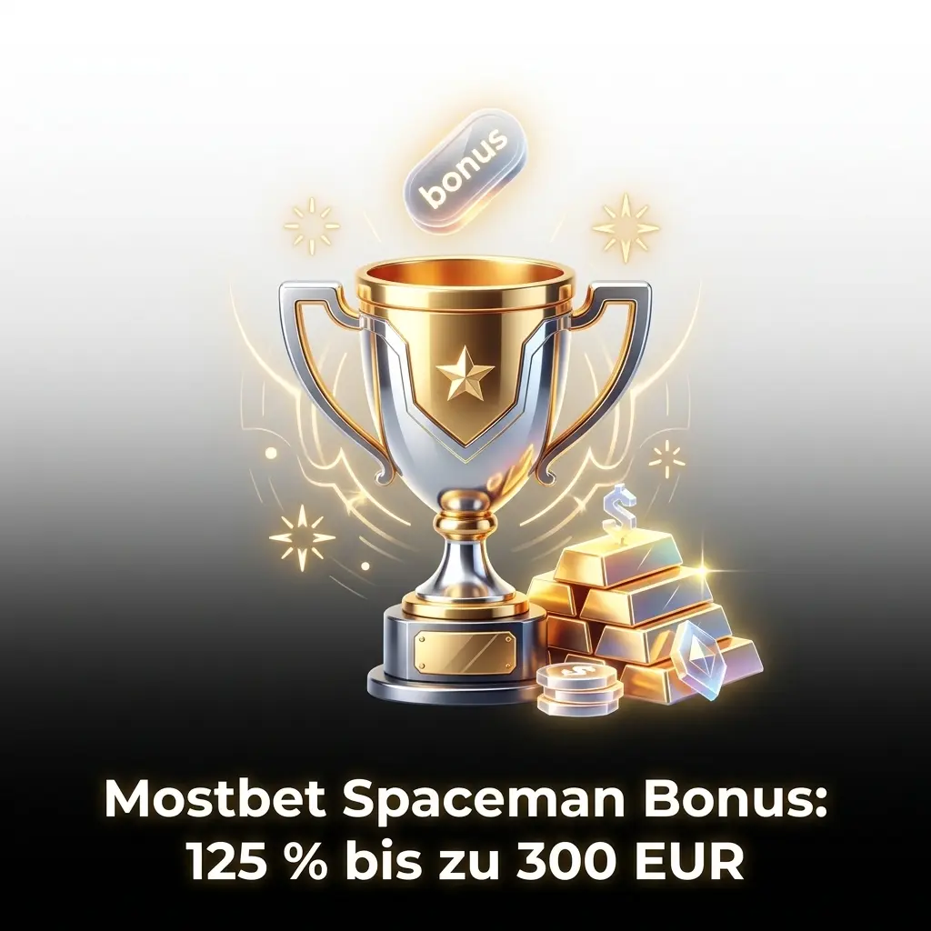 Mostbet Spaceman Bonus: 125% bis zu 300 EUR Willkommensbonus mit 250 Freispielen für neue Spieler