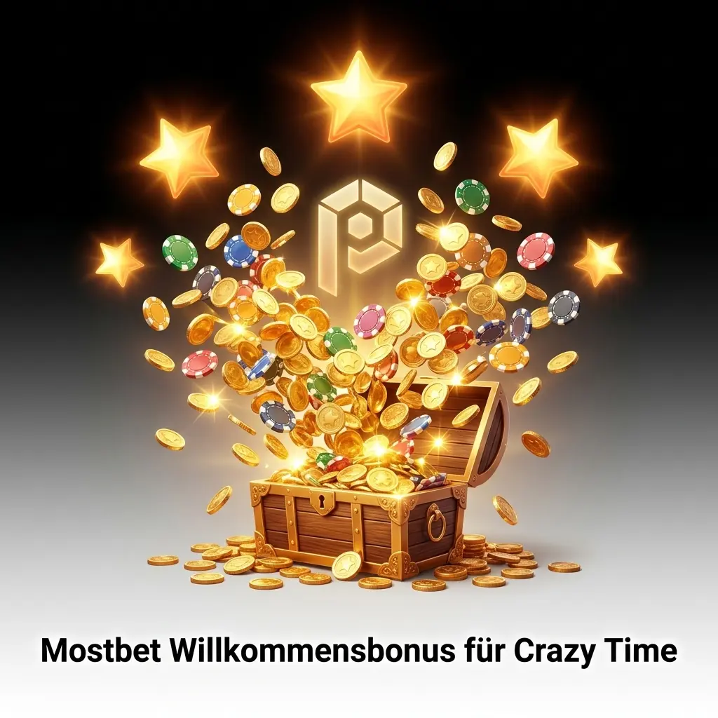 Mostbet Willkommensbonus 125% bis 300 EUR für neue Spieler, nutzbar für Crazy Time Live-Game-Show