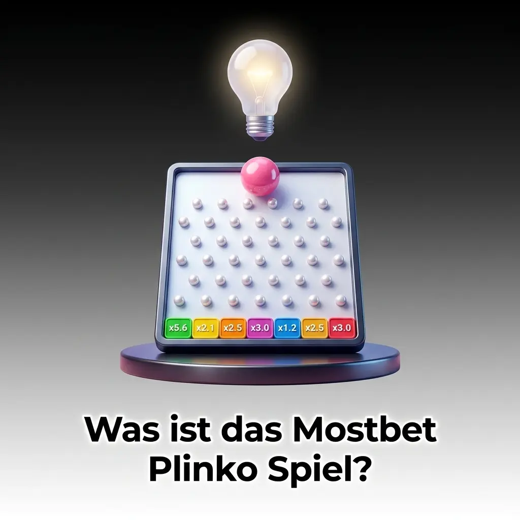 Mostbet Plinko Spiel – Kugel fällt durch Stiftgitter auf Multiplikatorfelder mit Risikolevel-Auswahl